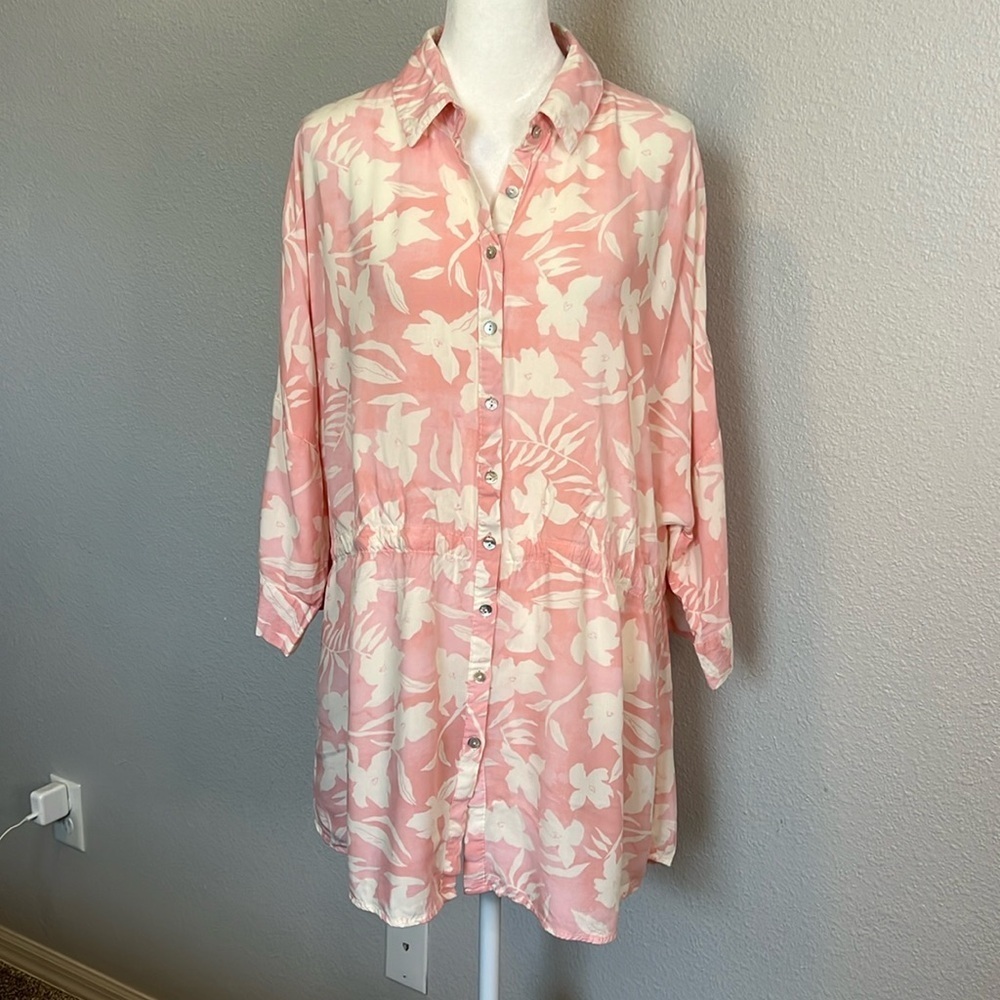 LSpace Pacifica Tunic Cover Up Pink Floral Size XS/S